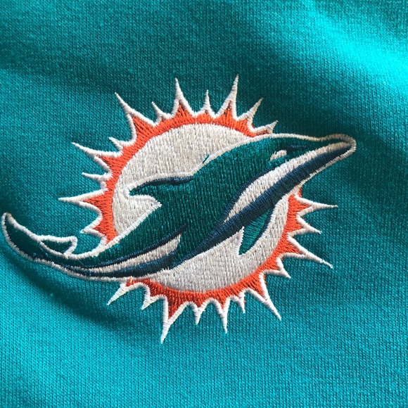 NFL Team Apparel Miami Dolphins Quarter Zip Hoodie Orange/Teal Men’s Size L - Picture 13 of 16